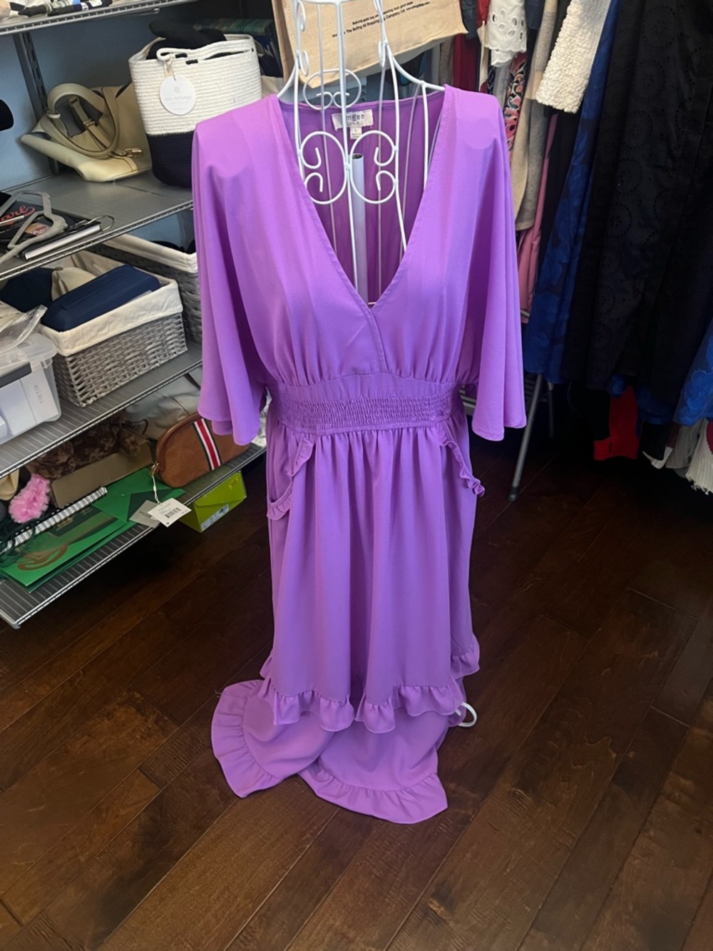 Umgee Lavender Purple Ruffle-Hem Midi Dress